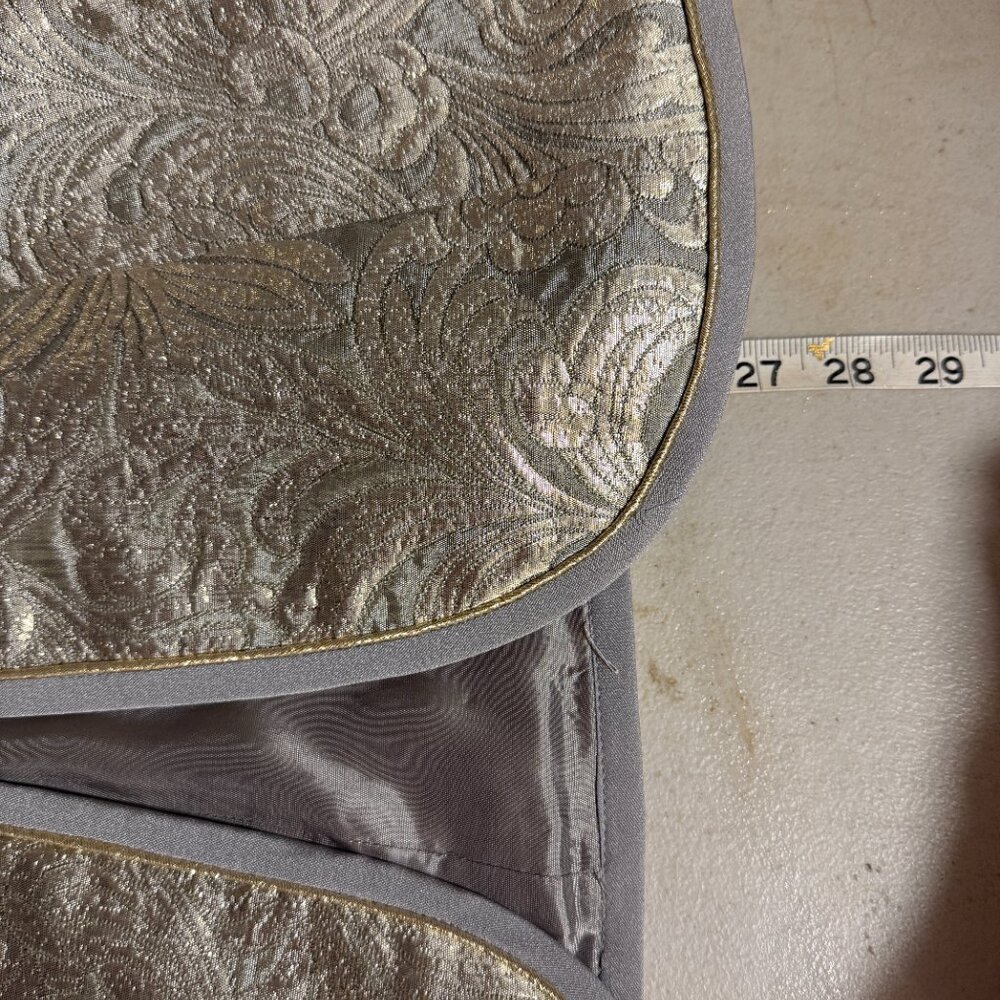 Karen Lawrence by Matthew Formal Dress w/ slit & Jacket Set | Silver Brocade - Picture 15 of 15